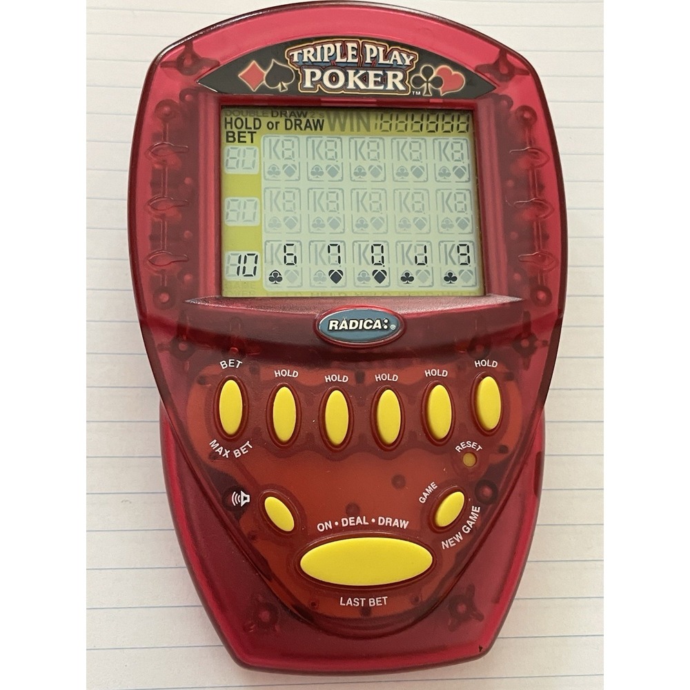 2000 Radica Triple Play Poker Electronic Handheld Poker Game (Tested & Working)